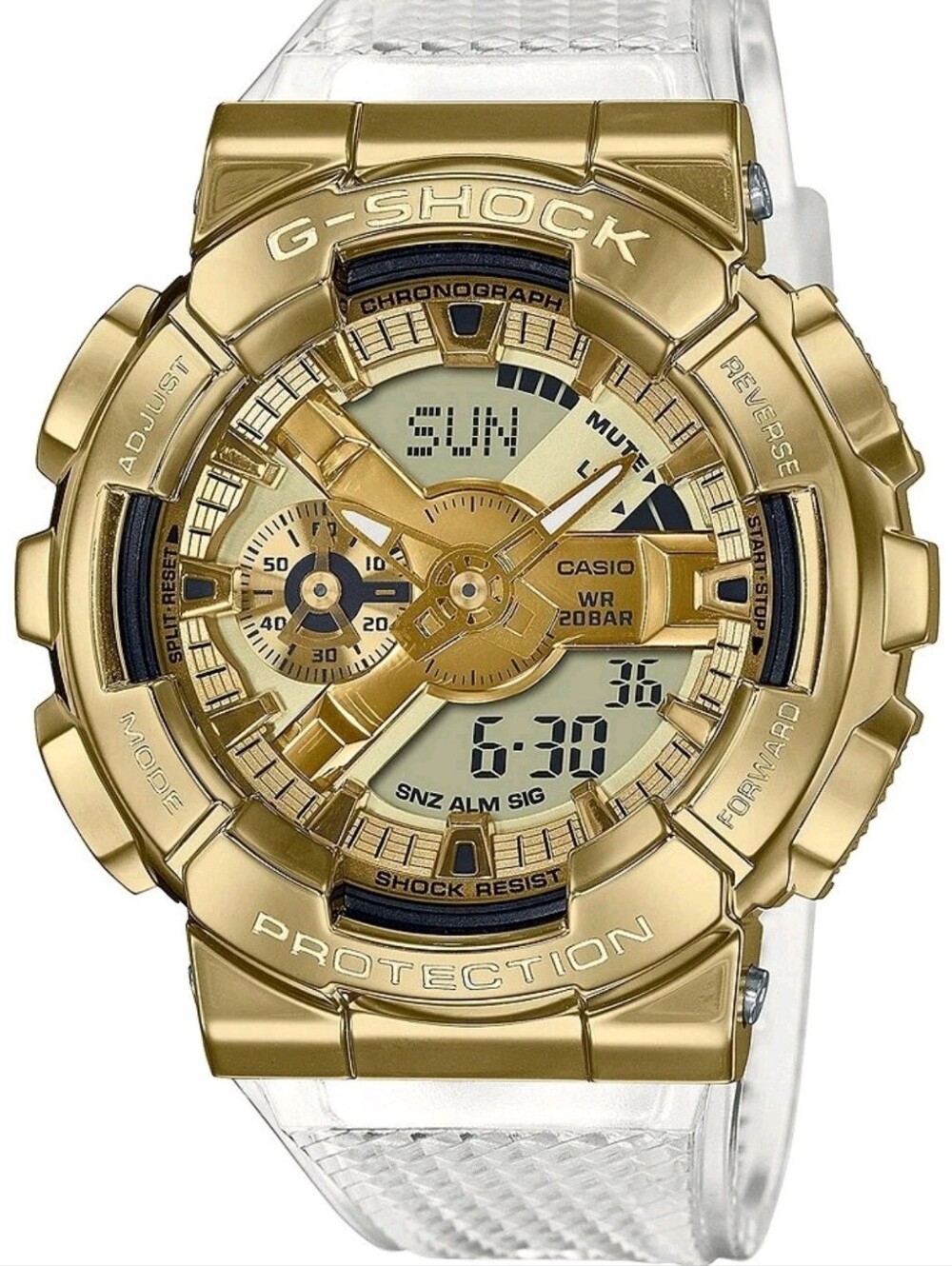 Casio G-Shock GM110SG-9A Gold Metal Clear Resin Watch New in Box